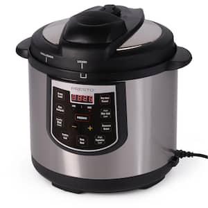 6 Qt. Black Stainless Steel Electric Pressure Cooker with Built-In Timer