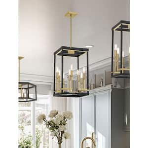 Union Estates 8-Light Black and Soft Brass Cage Pendant