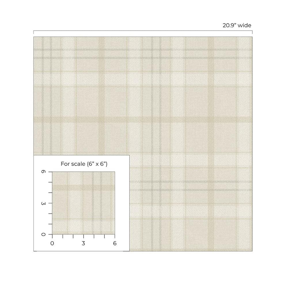 Neutral Plaid Self-Adhesive Vinyl Wallpaper Roll