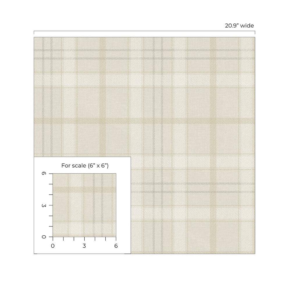 Neutral Plaid Self-Adhesive Vinyl Wallpaper Roll