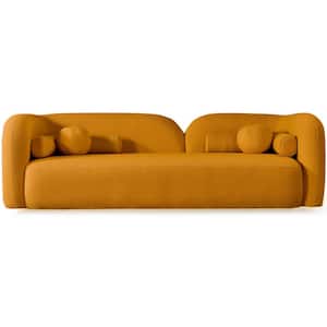 Bodur 93 in. Round Arm 3-Seater Sofa in Dark Yellow