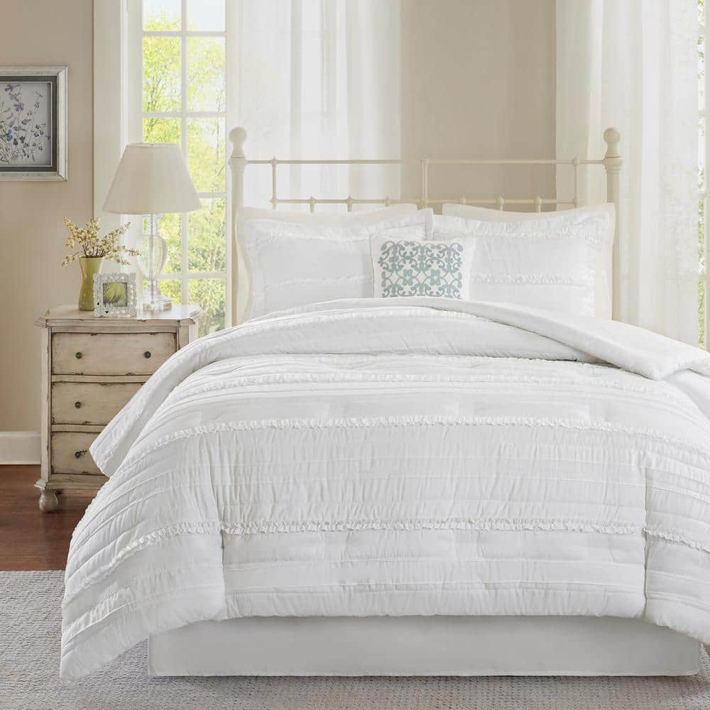 Madison Park Isabella 5 Piece White California King Comforter Set Mp10 2529 The Home Depot