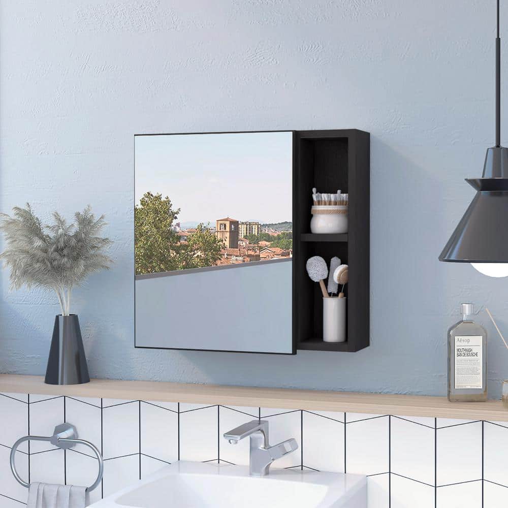 19.6 in. W x 18.6 in. H Black Rectangular Aluminum Medicine Cabinet with Mirror, Single Door price history on PriceWatchPro