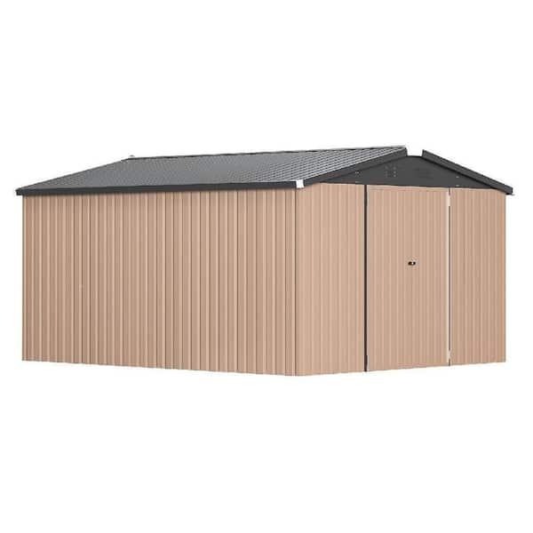 Sudzendf 10 ft. W x 14 ft. D Gray Metal Outdoor Storage Shed Tool