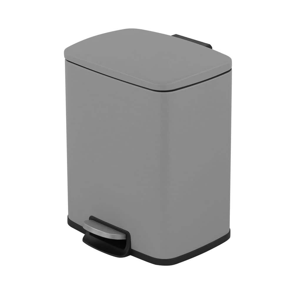 5.3 Gal. Stainless Steel Trash Can with Lid and Liner Bucket Stylish Gray Rectangle Step-On Metal Trash Can price history on PriceWatchPro
