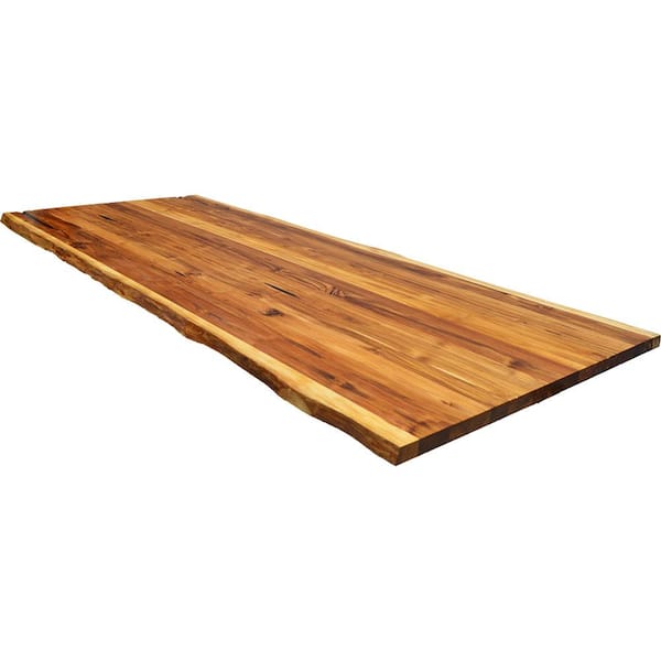 Unbranded 78.75 in. L x 31.5 in. W x 1.18 in. D Unfinished Costa Rica Teak Butcher Block Standard Countertop in with 2-Live Edge