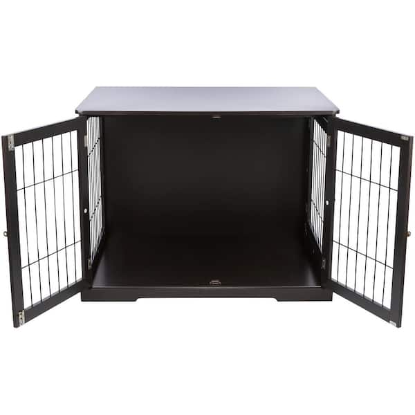 Aleko Dog Kennel Crate Furniture with Drawer and Storage Hooks for Medium Pet 50 lb.