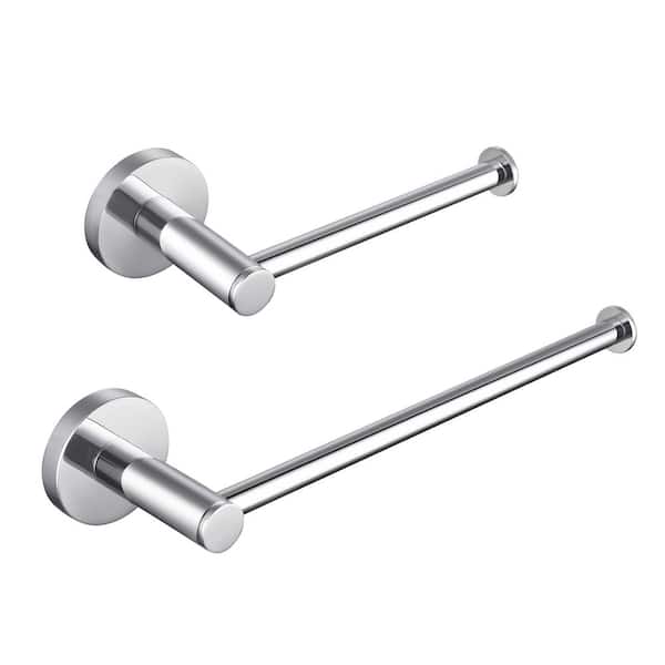 2-Piece Bathroom Hardware Set with Toilet Paper Holder Towel Bar/Rack in Chrome
