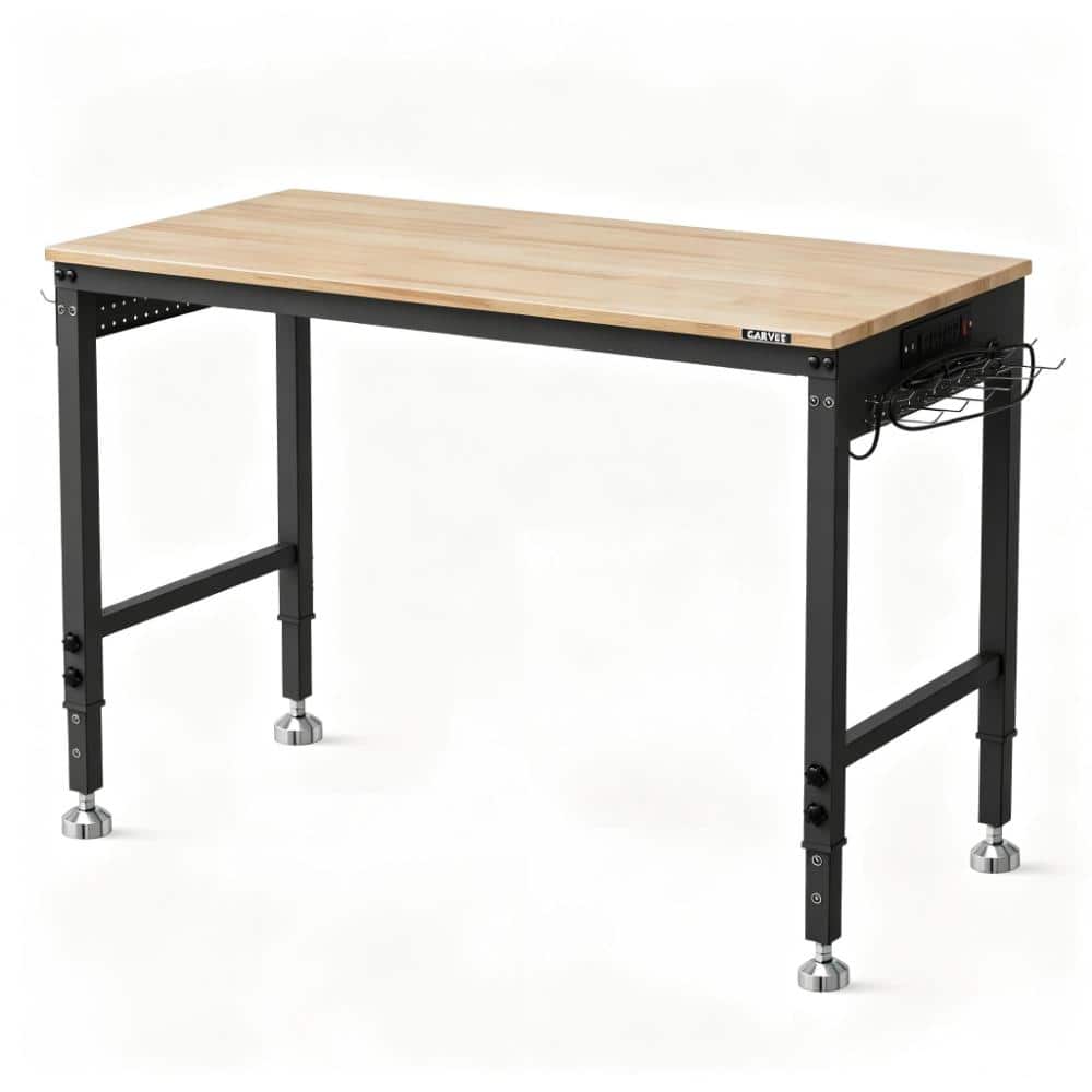 Heavy-Duty Commercial Workbench 48x24 in – 6-Level Adjustable Height, 2000 lb Capacity, Durable Rubberwood Top price history on PriceWatchPro