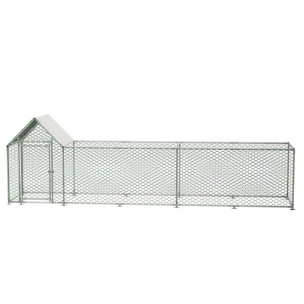 16ft. x 3 ft. Metal Chicken Coop, Run Backyard Hen House, Poultry Habitat Cage with Cover (1-Pack)-Silver price history on PriceWatchPro