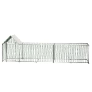 16ft. x 3 ft. Metal Chicken Coop, Run Backyard Hen House, Poultry Habitat Cage with Cover (1-Pack)-Silver