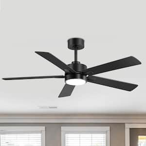 Charlie 52 in. Integrated LED Indoor Black Ceiling Fans with Light and Remote Control Included