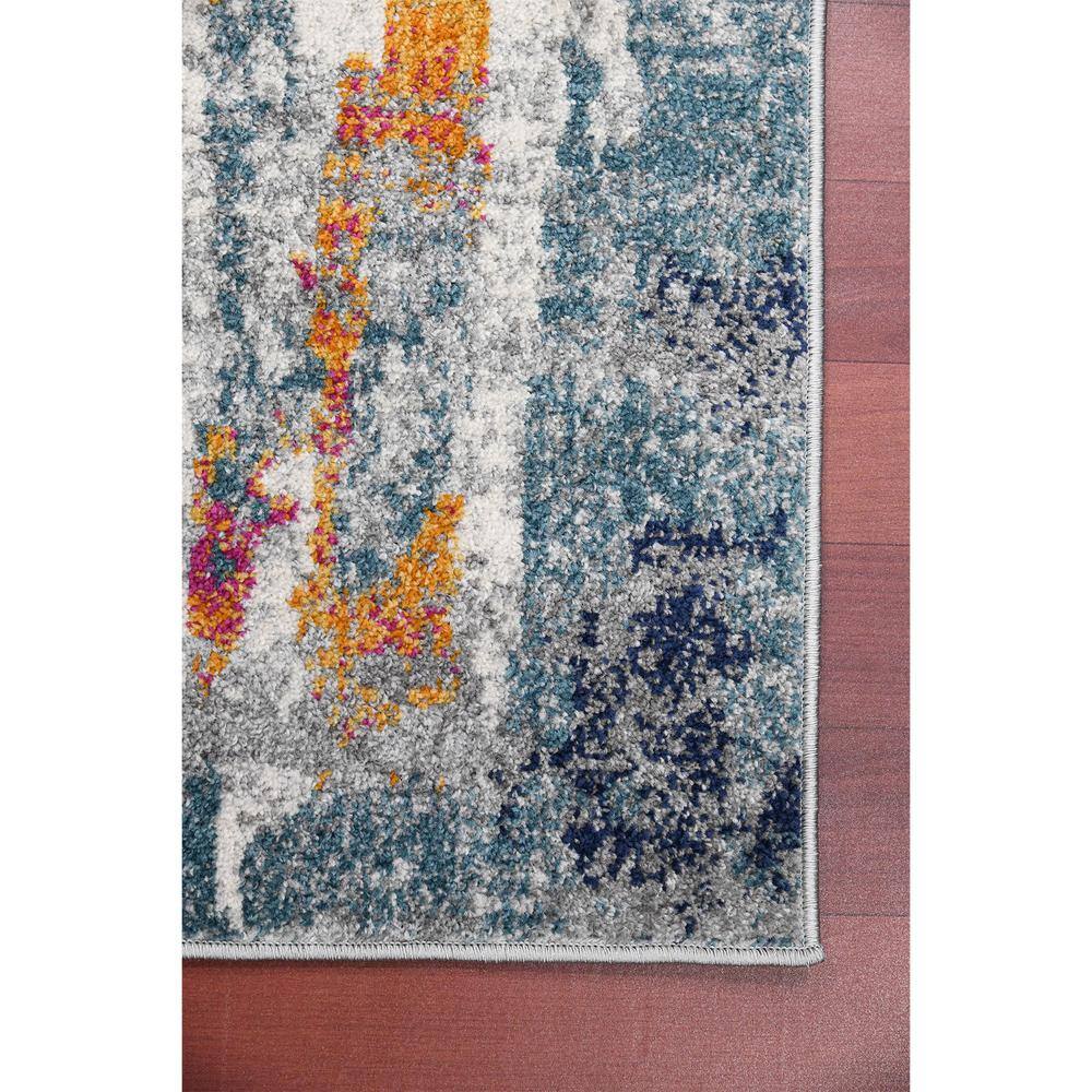 Blue and Orange Synthetic Bohemian Runner Rug 2 ft 7 in x 8 ft