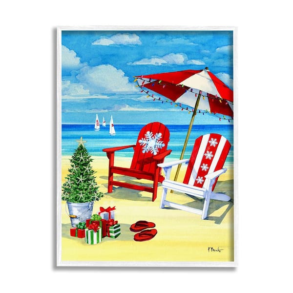 Stupell Industries Holiday Beach Scenery by Paul Brent 1-Piece Framed Graphic Print Nature Poster Art Print 14 in. x 11 in.