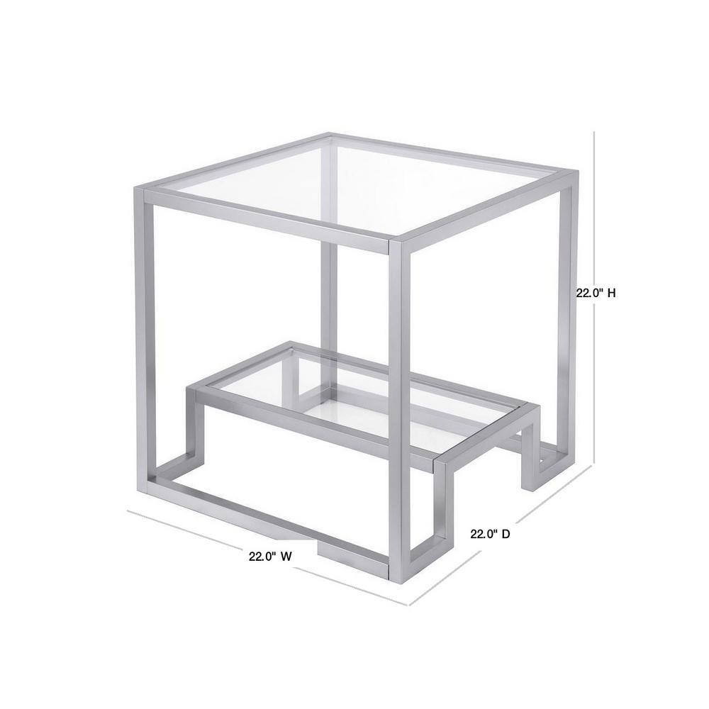 Athena 22'' Square Glass Top Side Table with Metallic Frame