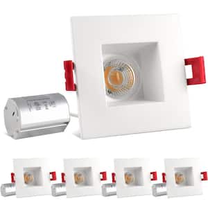 2 in. Canless Square with J-Box 600lm Cool White Remodel Integrated LED Recessed Light Kit Dimmable Damp Rated 4 Pack