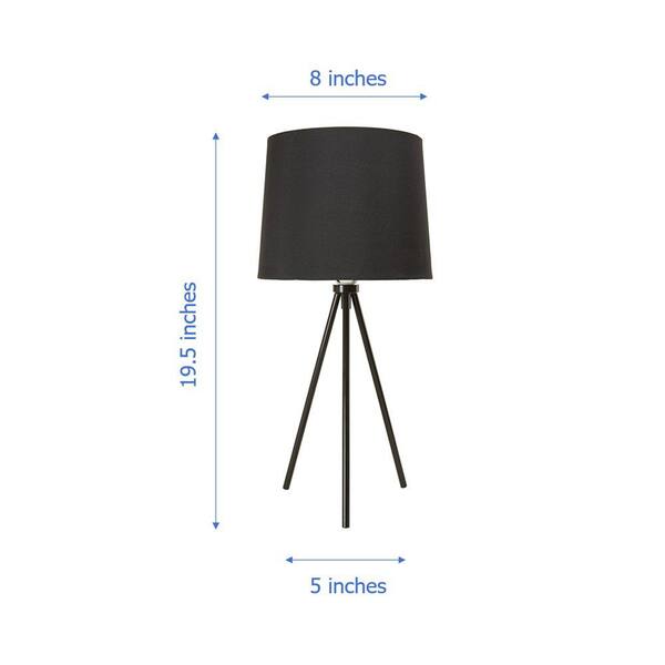 Black Tripod Table Lamp, Black Tripod Table Lamp With White Shade