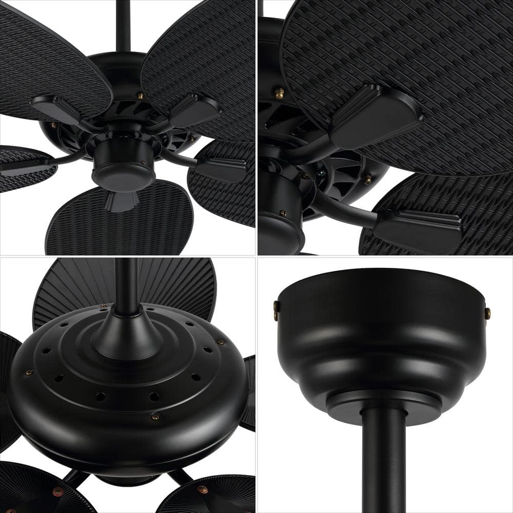 Raffles 52" Black Palm Blade Ceiling Fan with Remote Control