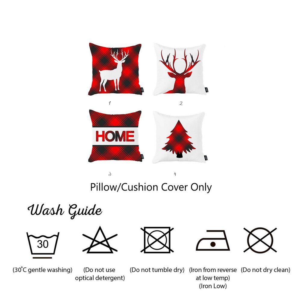 Christmas Red and White Plaid Decorative Throw Pillow Set