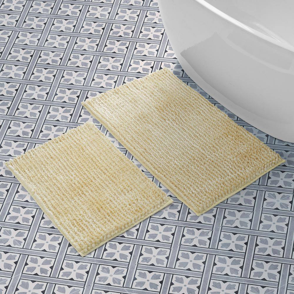 Yellow Chenille Non-Slip 2-Piece Bath Rug Set