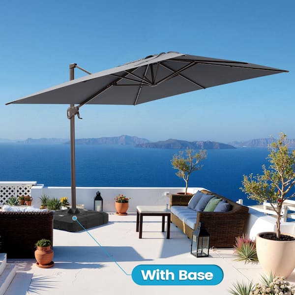 Crestlive Products 10 ft. Square Swivel 360° Rotation Cantilever Tilt Patio Umbrella in Dark Gray with 260 lbs. HDPE Base