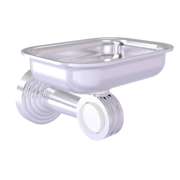 Allied Brass Pacific Beach Wall Mounted Soap Dish Holder with Dotted Accents in Satin Chrome