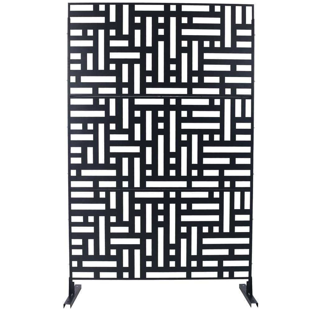 6.3 ft. x 4 ft. Black Steel Freestanding Flat Flat Top Decorative Privacy Screen Metal Fence Panel price history on PriceWatchPro
