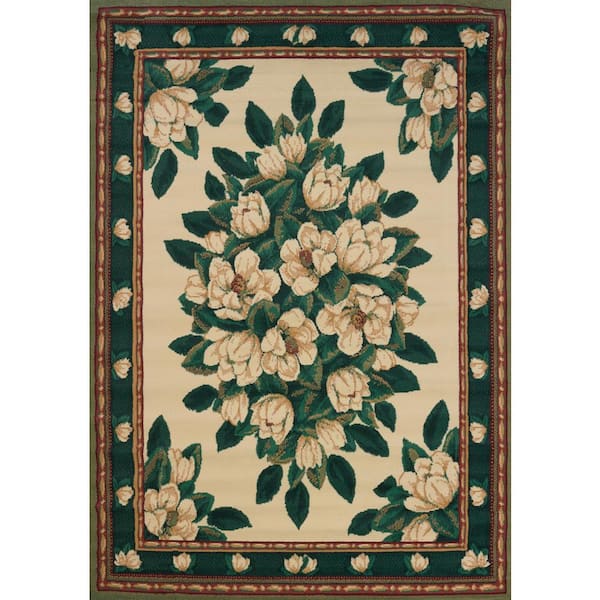 Manhattan Magnolia Cream 3 ft. 11 in. x 5 ft. 3 in. Abstract Polypropylene Area Rug