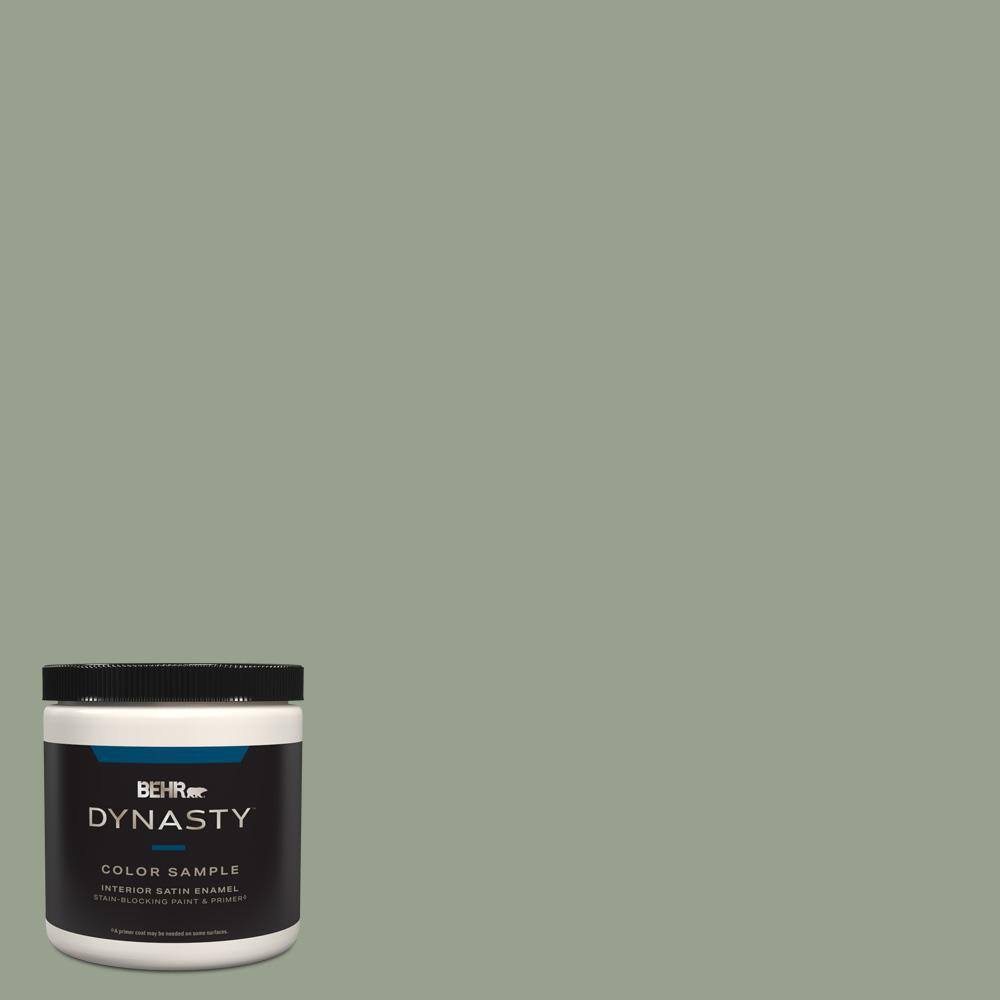 BEHR DYNASTY 8 oz. #N390-4 Bitter Sage One-Coat Hide Satin Enamel Stain ...