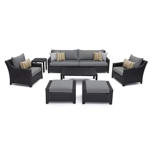 Deco 8-Piece All-Weather Wicker Patio Sofa and Club Chair Deep Seating Set with Sunbrella Charcoal Grey Cushions