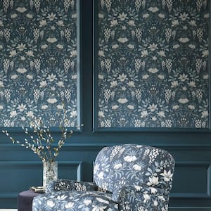 Parterre Dark Seaspray Unpasted Removable Strippable Wallpaper