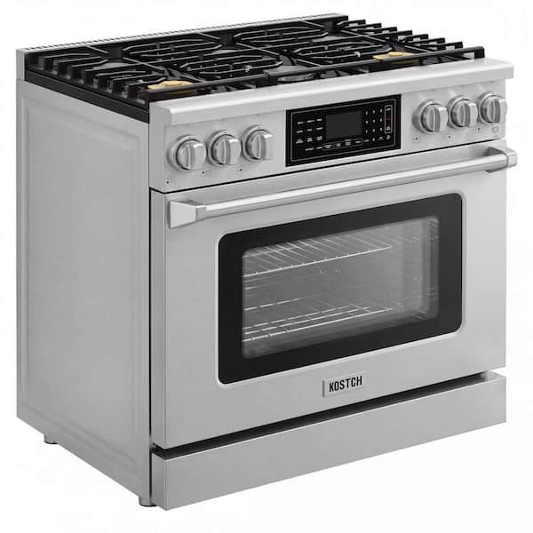 Tilt Panel 36 in. 6-Burner Freestanding Propane Gas Range w/6.2 cu. ft. Self Clean Air Fry Conv. Oven in Stainless Steel
