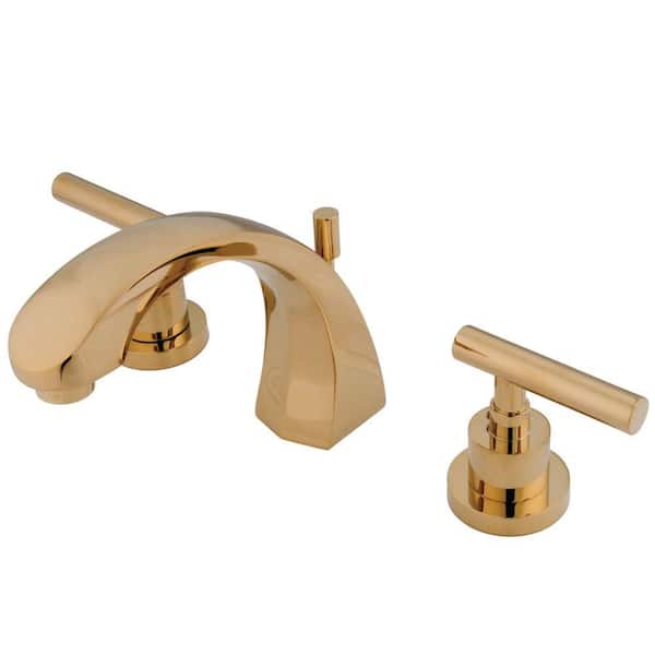 Kingston Brass Manhattan 8 in. Widespread 2-Handle High-Arc Bathroom Faucet in Polished Brass