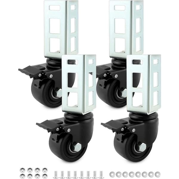Afoxsos 3 in. Storage Rack Caster Wheels w/ 1500 lbs. Max Total Capacity Fit for Boltless Self Locking (4-Pack) Black Track/Rail