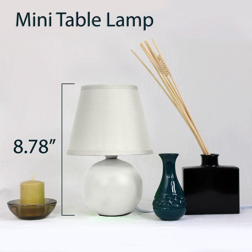 Off-White Mini Ceramic Globe Table Lamp Set for Kids