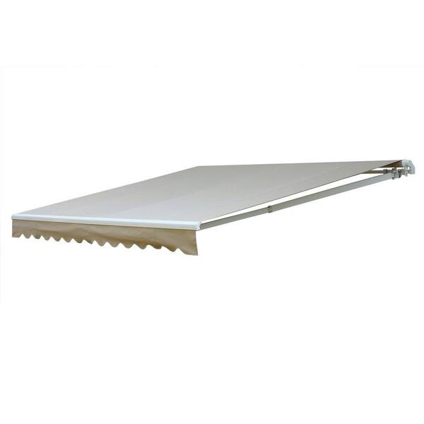 NuImage Awnings 16 ft. 7000 Series Manual Retractable Awning (122 in. Projection) in Beige/Bisque