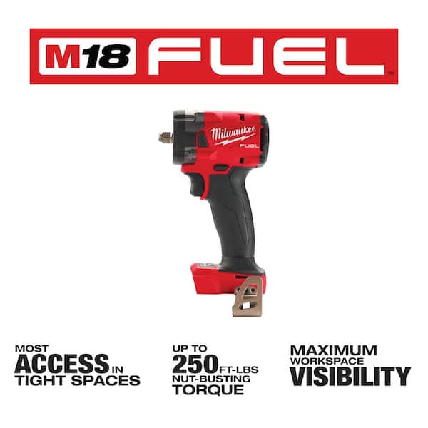 Milwaukee - M18 FUEL 18V Lith-Ion Brushless Cordless 3/8 in. Compact Impact Wrench w/(3) High Output Battery Pack 6.0Ah
