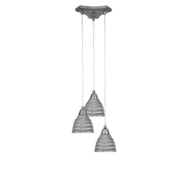 Unbranded Condor 3 Light Brushed Nickel, Cluster Pendant Light with Metal Shades, No bulbs included
