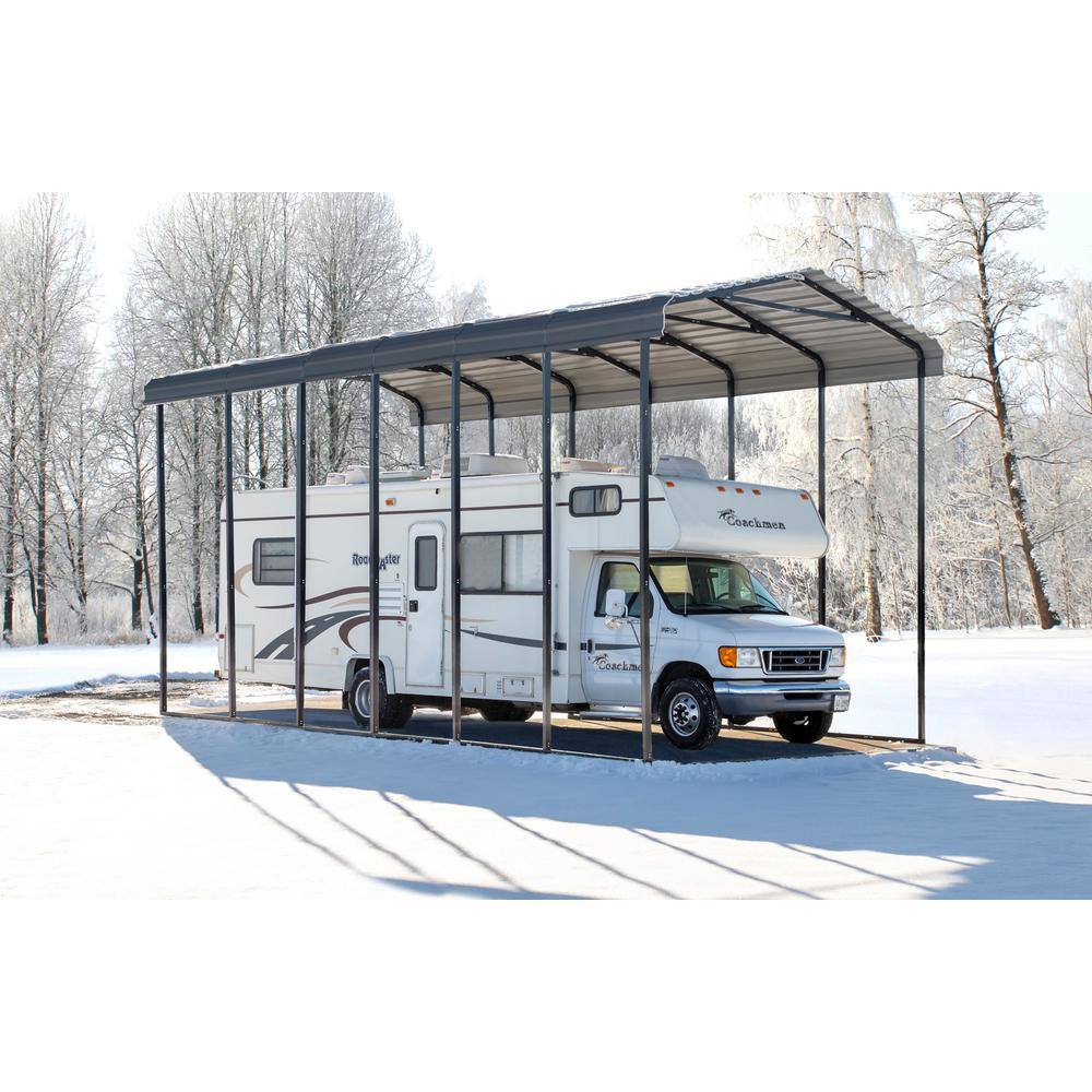 14 ft. x 29 ft. Charcoal Galvanized Steel RV Carport Kit