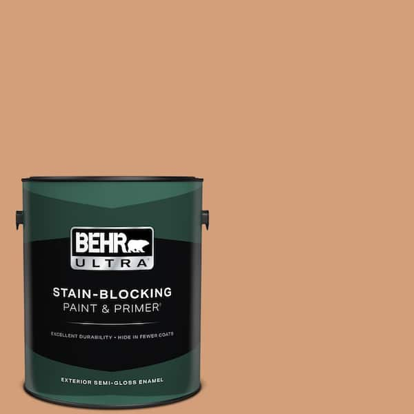 BEHR ULTRA 1 gal. #T12-4 Darlin Clementine Semi-Gloss Enamel Exterior Paint & Primer