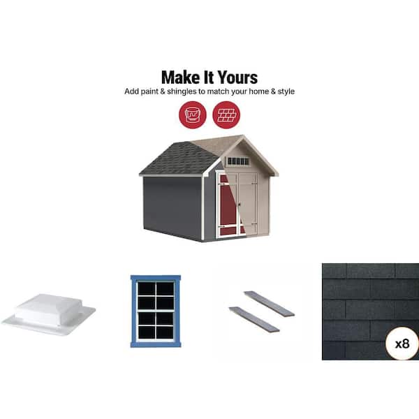 Metal Ramps, Tribeca 10 ft. x 12 ft. Wood Shed, Window, Shingles (33.33 sq. ft.), Skylight Combo