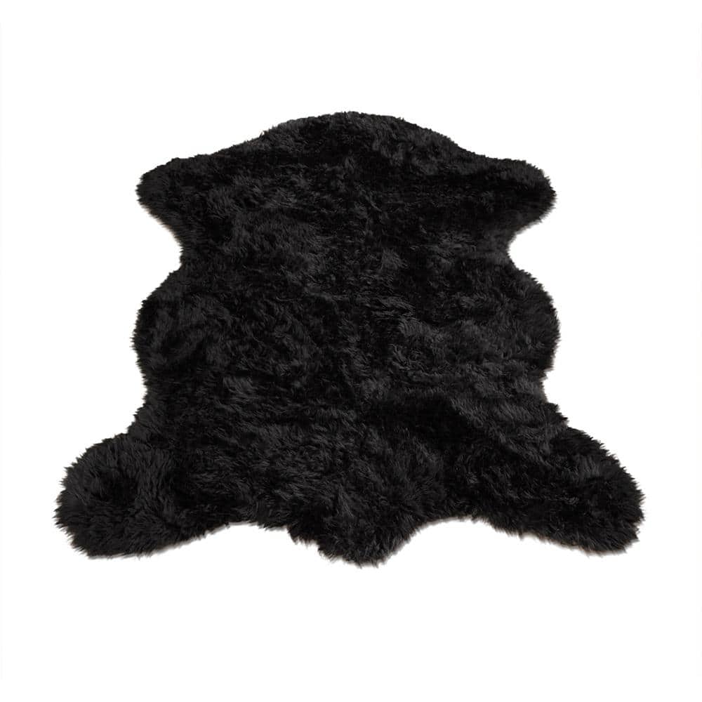 Walk on Me Faux Fur Area Rug Luxuriously Soft and Eco Friendly Bear Pelt 5'  X 7' Black Made in France 57011 - The Home Depot