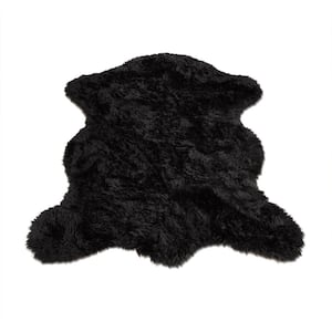 Faux Fur Area Rug Luxuriously Soft and Eco Friendly Bear Pelt 5' X 7' Black Made in France