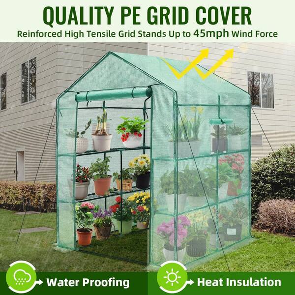 OGETFUUR 57 in. W x 57 in. D x 76 in. H Greenhouse for Outdoors