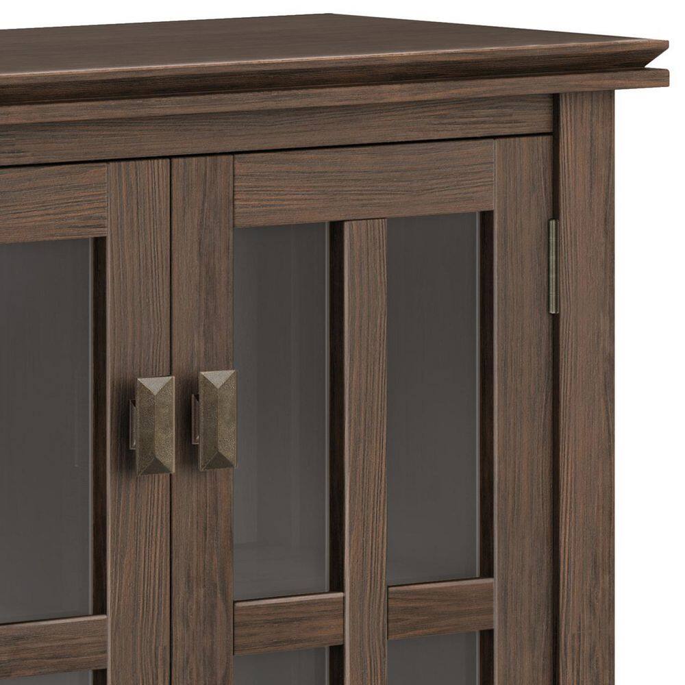 Traditional Artisan Solid Wood Office Storage Cabinet, Farmhouse Brown