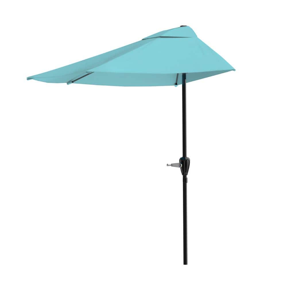 Light Gray ABCCANOPY 9FT Patio Umbrella Half Round Outdoor Umbrella with Crank for Wall Balcony Door Window Sun Shade