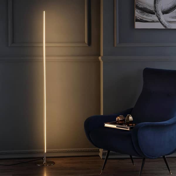 JONATHAN Y Iris 59.5 in. Gold LED Integrated Floor Lamp