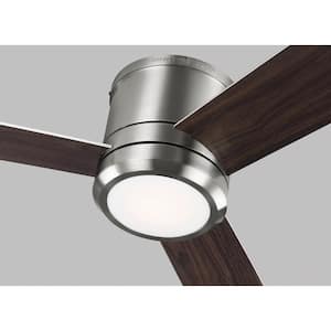 Clarity Max 56 on. Integrated LED Indoor Brushed Steel Flush Mount Ceiling Fan with Wall Switch Control