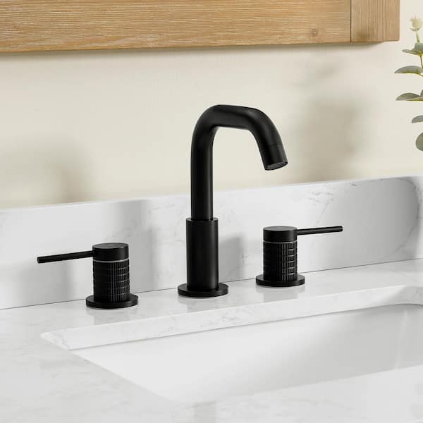 Altair Versace 8 in. Widespread Double Handle Mid Arc Bathroom Faucet in Matte Black 1-Pack