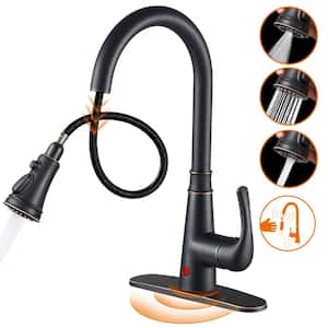 Single Handle Pull Down Activation Sprayer Kitchen Faucet with Deckplate Included Touchless Oil Rubbed Bronze